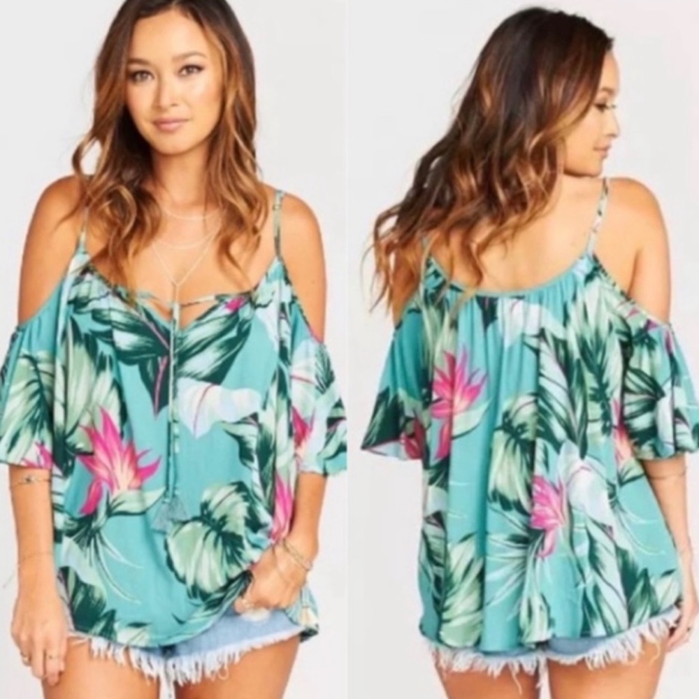 SHOW ME YOUR MUMU Kauai Lola tropical fringe top medium